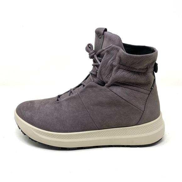 ECCO SOLICE WATERPROOF Lace Up LEATHER BOOTIE IN GRAVITY - Picture 3 of 8